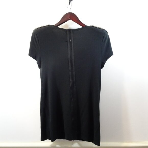 Alice + Olivia by Stacey Bendet Top Rhinestones on Shoulders SAMPLE? Black Rayon - Picture 4 of 5